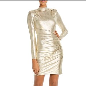 Alice And Olivie Gold Long Sleeve Dress